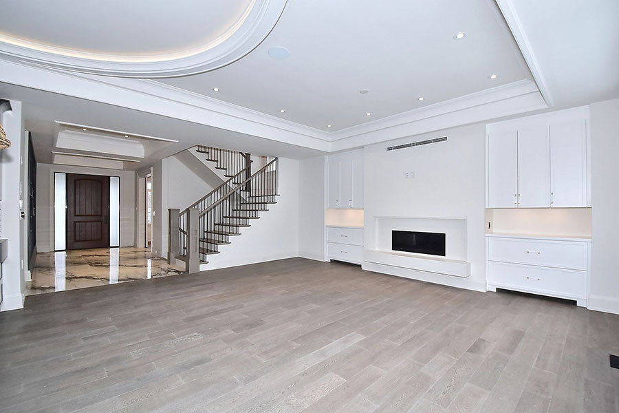 Contemporary Living Space with Custom Fireplace & Millwork