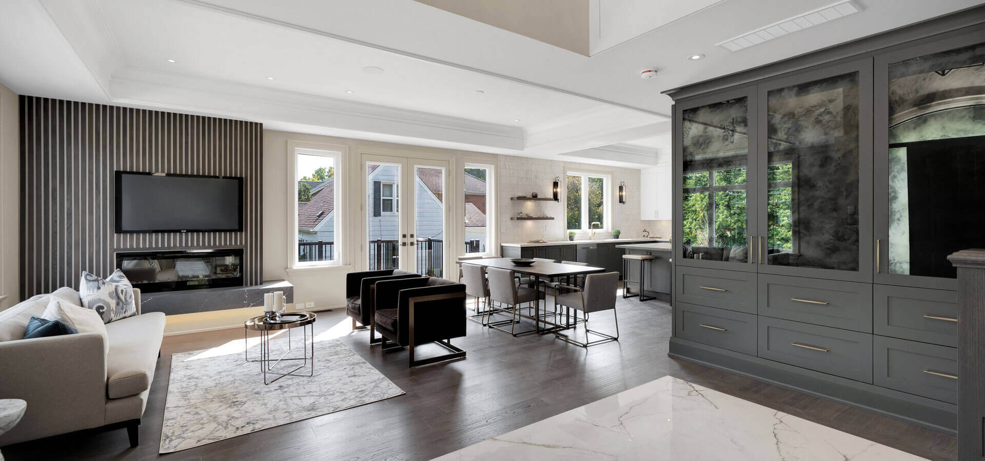 Contemporary Open-Concept Living Room & Kitchen